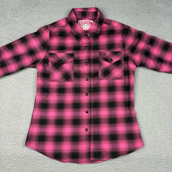 Dixxon Flannel Co Women’s Small Survivor Pink Black Snap Breast Cancer Shirt - Picture 4 of 8